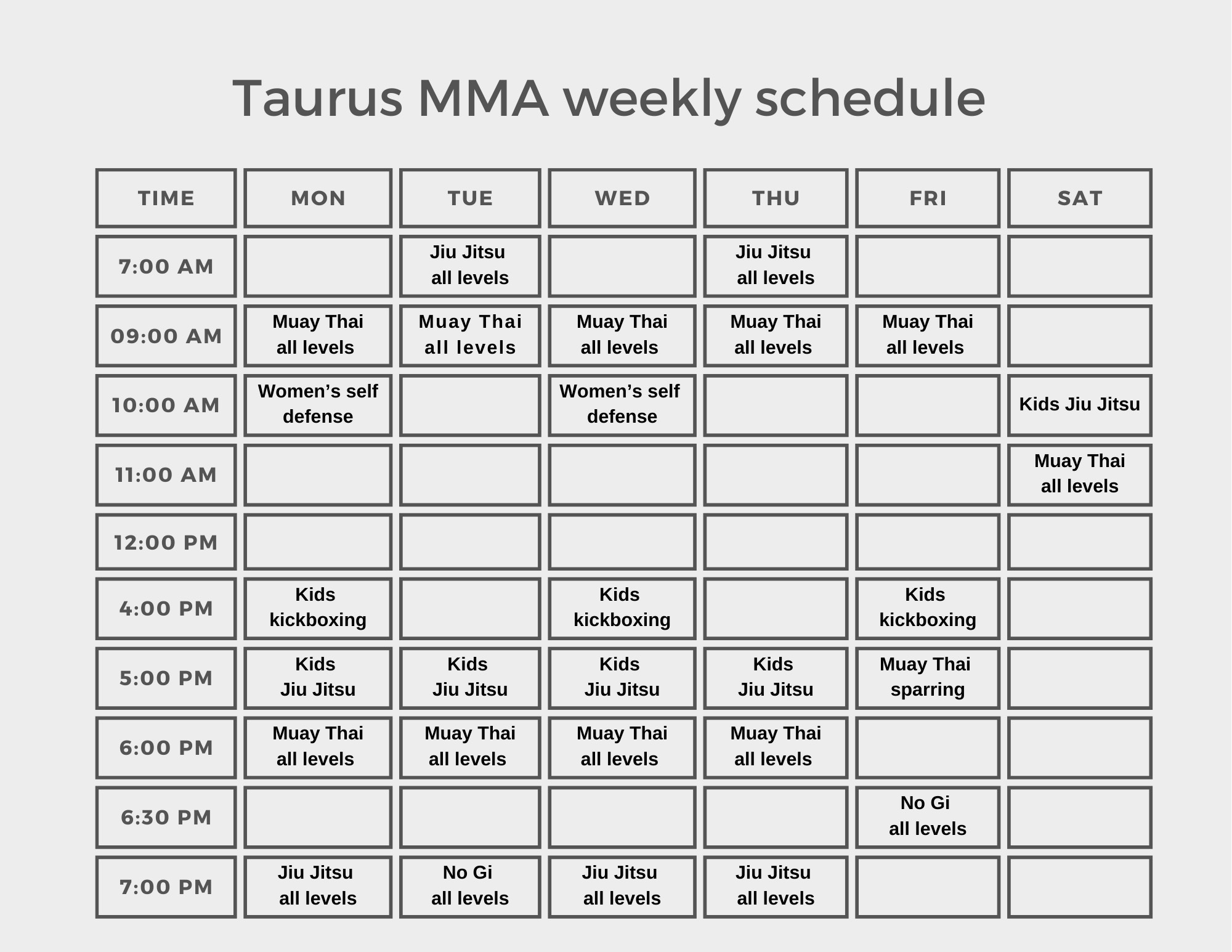TaurusMMA_Schedule_AsOfSept2025